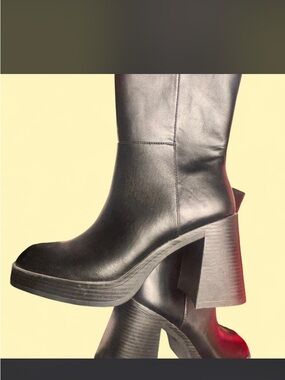 Black Women’s Platform Block Heel Boots